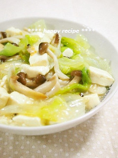 簡単!豆腐・きのこ・レタスの塩あん炒め-レシピのメイン写真