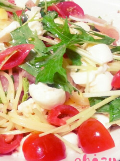 水菜とトマトとモッツァレラの冷製パスタ-レシピのメイン写真