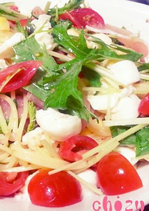 水菜とトマトとモッツァレラの冷製パスタ-レシピのメイン写真