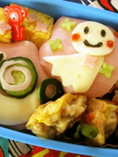 テルテル坊主とカタツムリ弁当(キャラ弁)-レシピのメイン写真