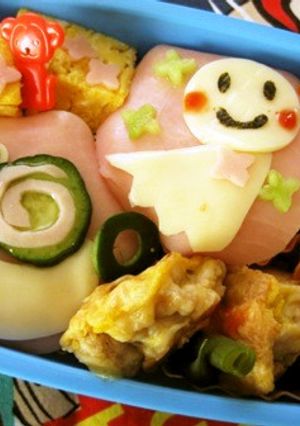 テルテル坊主とカタツムリ弁当（キャラ弁）-レシピのメイン写真