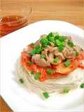マヨ豚キムチで☆スタミナぶっかけ素麺