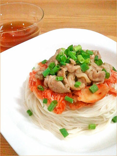 マヨ豚キムチで☆スタミナぶっかけ素麺-レシピのメイン写真