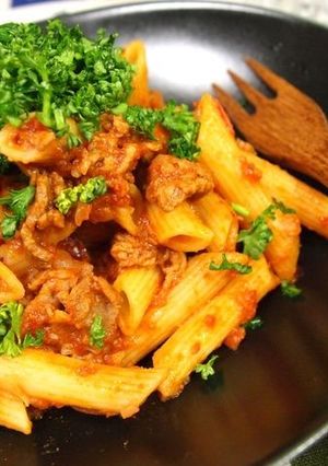 オージービーフで牛肉のペンネアラビアータ-レシピのメイン写真