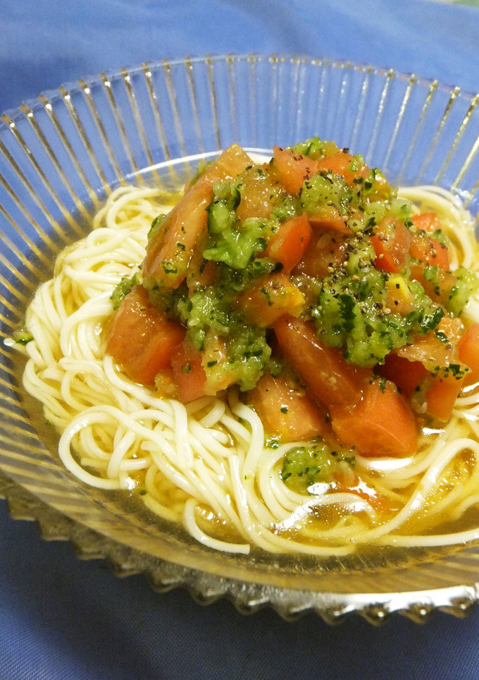 洋風⁈トマトとおろしきゅうりの素麺-レシピのメイン写真