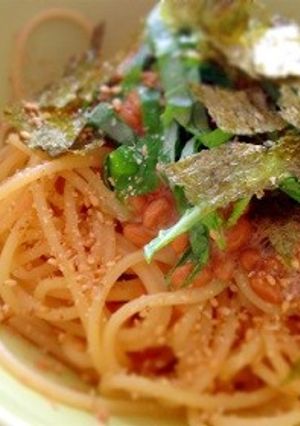 簡単★1人ランチにも♪大葉明太納豆パスタ-レシピのメイン写真