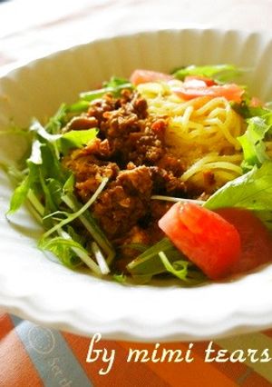 豆腐キーマカレーでジャージャー麺風-レシピのメイン写真