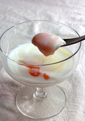怖いけど試してみたい🤭温玉で飲むプリン🍮-レシピのメイン写真