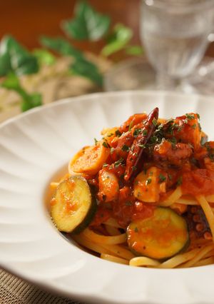 タコとズッキーニのピリ辛パスタ-レシピのメイン写真