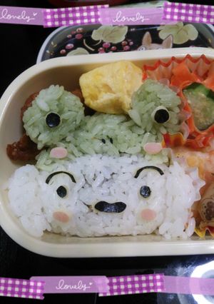 しんちゃん～カエルの被り物×シロ弁当♪-レシピのメイン写真