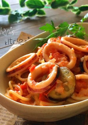 ✿イカと茄子のトマトクリームパスタ✿-レシピのメイン写真
