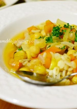 麦とお豆さんの健康野菜スープ-レシピのメイン写真