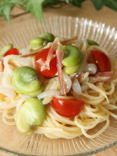 そら豆とイカの冷製みょうが味噌パスタ-レシピのメイン写真