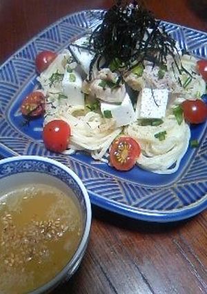 サッパリ！はんぺんと蒸し鶏のつけ麺！-レシピのメイン写真