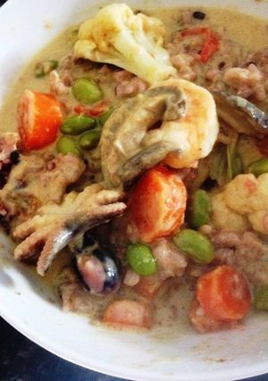 シーフード　グリーン　カレー、　野菜入り-レシピのメイン写真