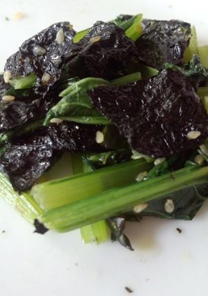 韓国ノリをちらした青菜の炒めもの-レシピのメイン写真