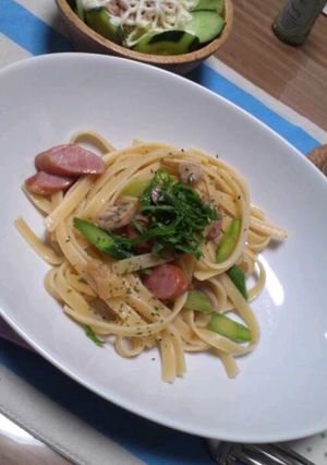 アスパラとマッシュルームの和風パスタ-レシピのメイン写真
