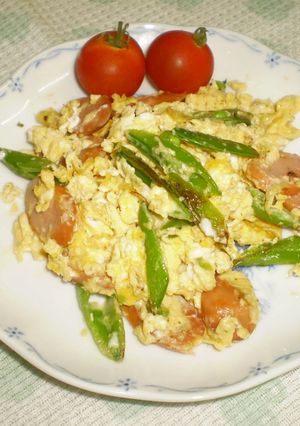 朝ご飯に☆スナップえんどうの卵炒め♪-レシピのメイン写真