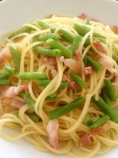 インゲンとベーコンの塩味パスタ-レシピのメイン写真