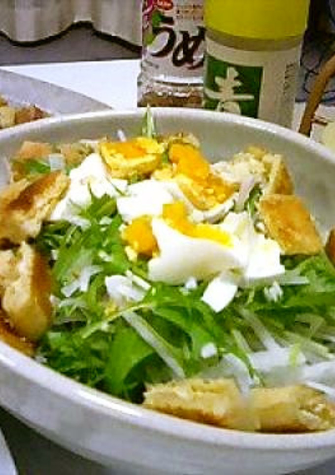 水菜と大根のサラダ　焼き油揚げのせ-レシピのメイン写真