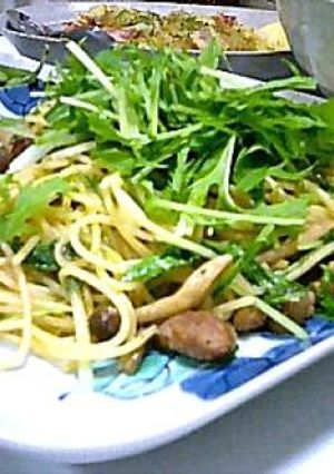 水菜と鶏肉の生姜醤油パスタ-レシピのメイン写真