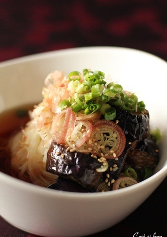 茄子とみょうがのおろしそうめん-レシピのメイン写真