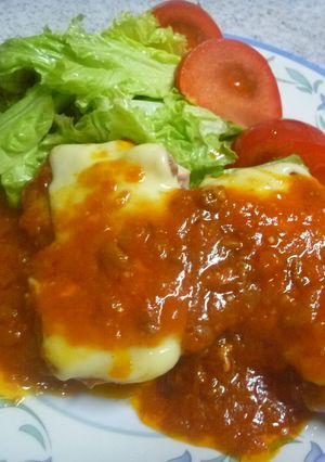 ミートソースでチキンガーリックソテー-レシピのメイン写真