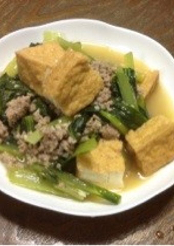 厚揚げと小松菜のピリ辛そぼろ煮-レシピのメイン写真