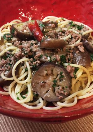 大好き！挽肉とナスの白ワイン風味のパスタ-レシピのメイン写真