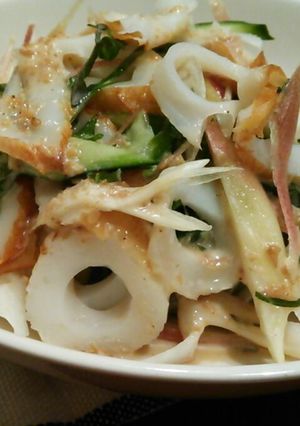 香味野菜、きゅうり、ちくわのサラダ-レシピのメイン写真