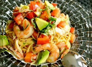 トマト・アボカド・えびの和風冷製パスタ-レシピのメイン写真