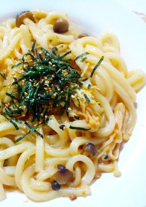 【ずぼランチ】パスタ風☆きのこうどん-レシピのメイン写真