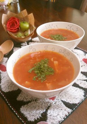 チーズでまろやかトマトスープ-レシピのメイン写真