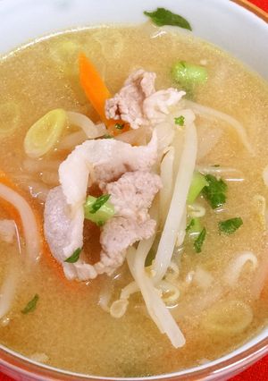 もやしと小間肉の具たくさんみそ汁-レシピのメイン写真