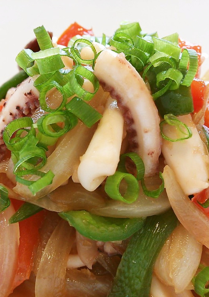 ｲｶと野菜のﾋﾟﾘ辛中華炒め♪-レシピのメイン写真