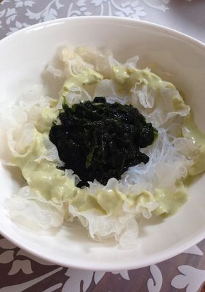 緑豆春雨に白キクラゲに生海苔に枝豆ソース-レシピのメイン写真