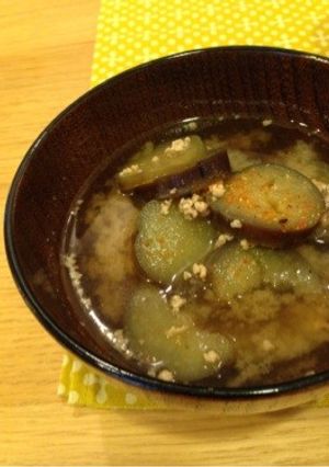 コクうま！ナスとひき肉の味噌汁-レシピのメイン写真