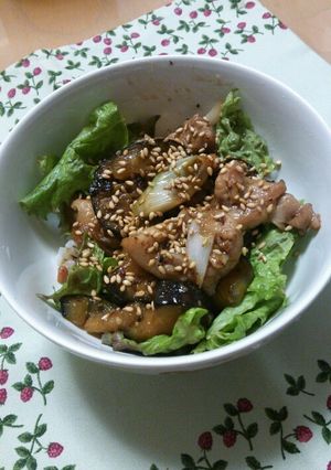 鶏肉となすの簡単甘辛丼♪-レシピのメイン写真