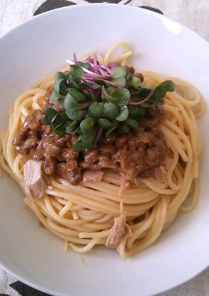 ツナ納豆冷製パスタ-レシピのメイン写真
