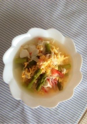 アスパラとお豆腐、カニ風味中華スープ-レシピのメイン写真