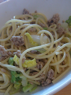 簡単♪白菜と豚ひき肉の和風パスタ-レシピのメイン写真