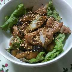 鶏肉と茄子の甘辛丼-レシピのメイン写真