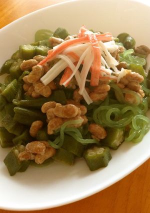 オクラと納豆のこんにゃくそうめん-レシピのメイン写真