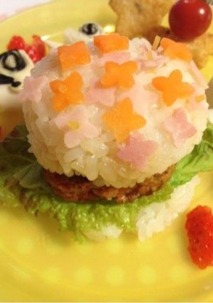 梅雨のキャラ弁にあじさいライスバーガー-レシピのメイン写真