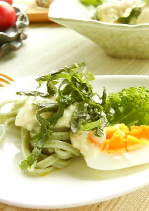 とろろで和風冷製モロヘイヤパスタ♬-レシピのメイン写真