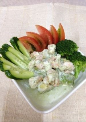 海老アボカドのヨグマヨ和え♪バジル風味☆-レシピのメイン写真