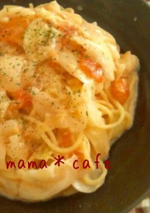 ﾂﾅとｷｬﾍﾞﾂのトマトクリームパスタ-レシピのメイン写真
