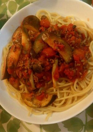 ナスと挽き肉のトマトパスタ-レシピのメイン写真
