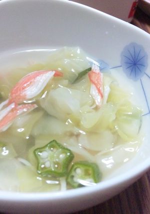 オクラのとろりんスープ！かにかま入り-レシピのメイン写真
