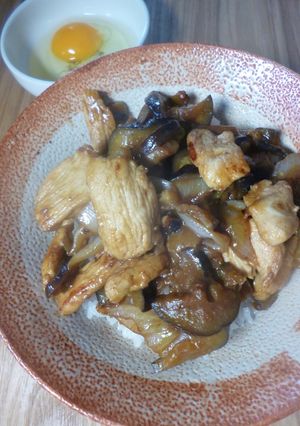 ２人分・鶏むね肉となすのみそ炒め丼-レシピのメイン写真